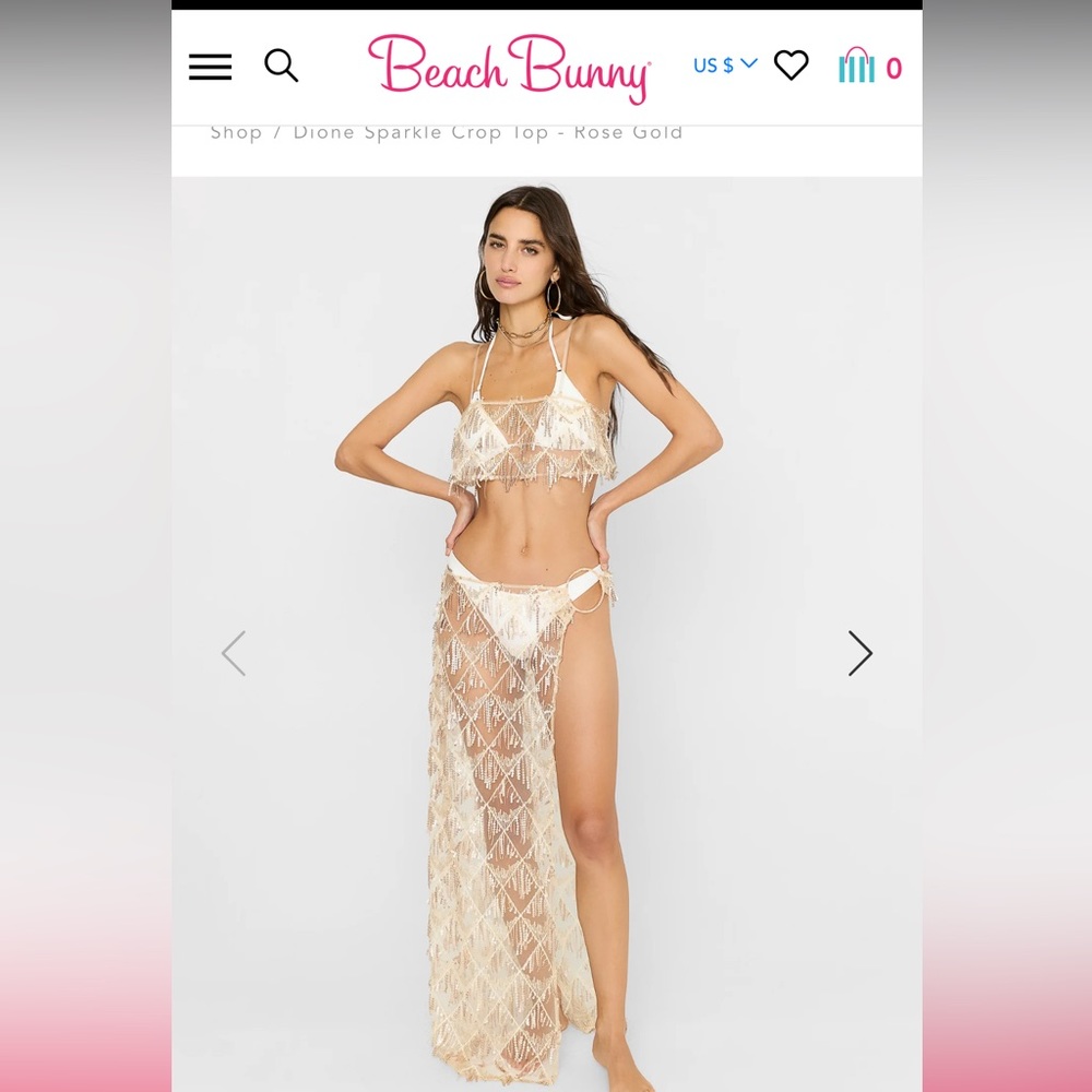 Beach Bunny Dione Sparkle Crop Top & Skirt